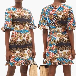 Rhode Hailey Mini Dress in Multi Color Chain Print Short Sleeve size 6